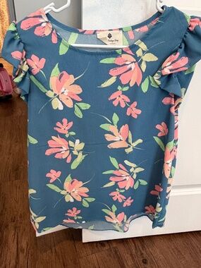 Blue floral blouse